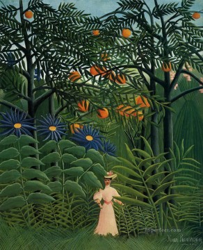  Walking Art - woman walking in an exotic forest 1905 Henri Rousseau Post Impressionism Naive Primitivism